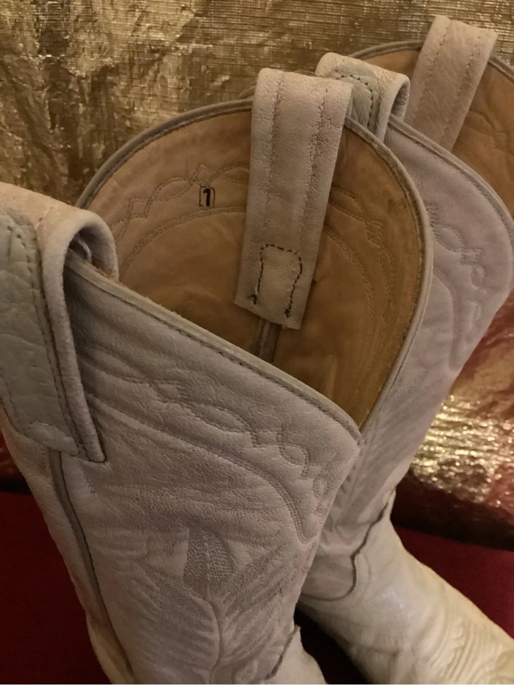 Tony Lama Cream full quill exotic ostrich Heeled Cowboy Boots
